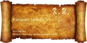 Kerpen Urbán névjegykártya